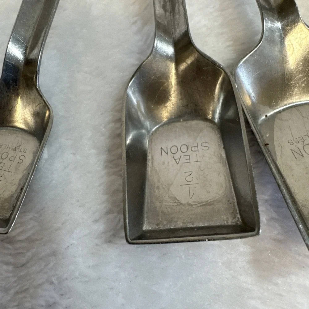 Ekco Flint Vintage‎ Stainless Steel Measuring Spoons Set of 4 USA Shovel Style